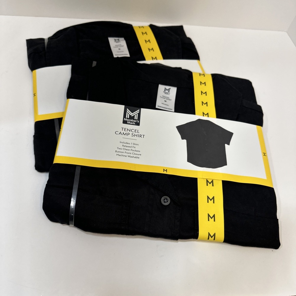 2 Pack Member's Mark Women's Tencel Camp Shirts Black Medium Relaxed Fit NWT